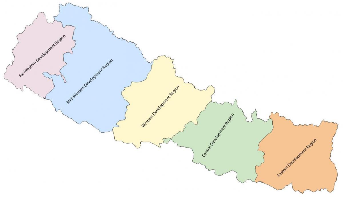 kaart van nepal met die ontwikkeling streek