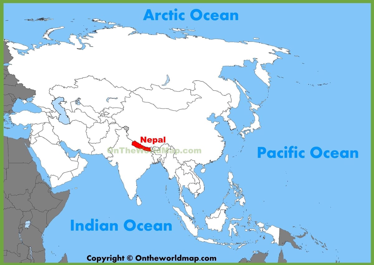 nepal in asië kaart
