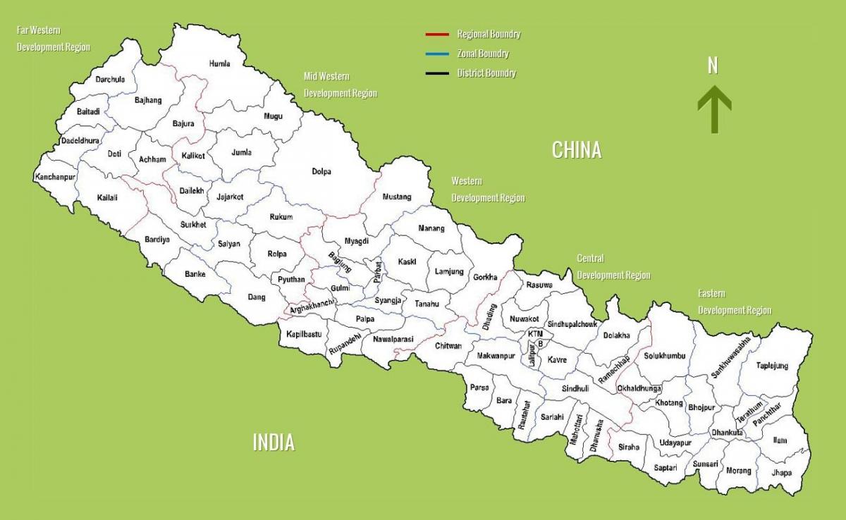 nepal toeriste-aantreklikhede kaart