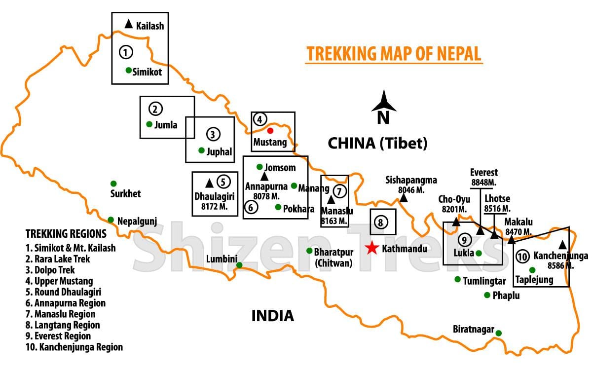 nepal trek kaart