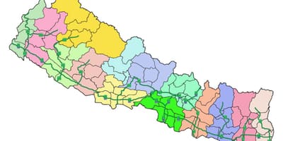Kaart van nepal met die groot paaie