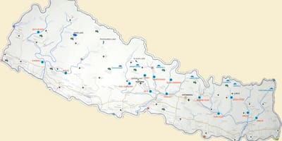Kaart van nepal met mere