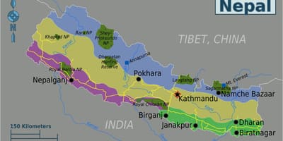 Geografiese kaart van nepal