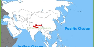 Nepal in asië kaart