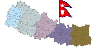 Kaart van nepal met die vlag