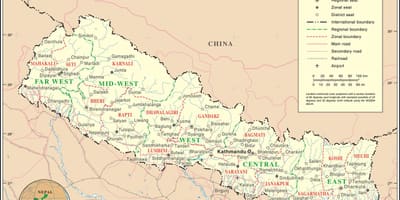 Spoorweg kaart van nepal