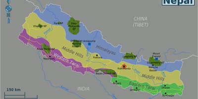 Kaart van die oorspronklike nepal
