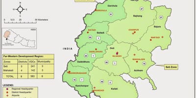 Kaart van die wes-nepal